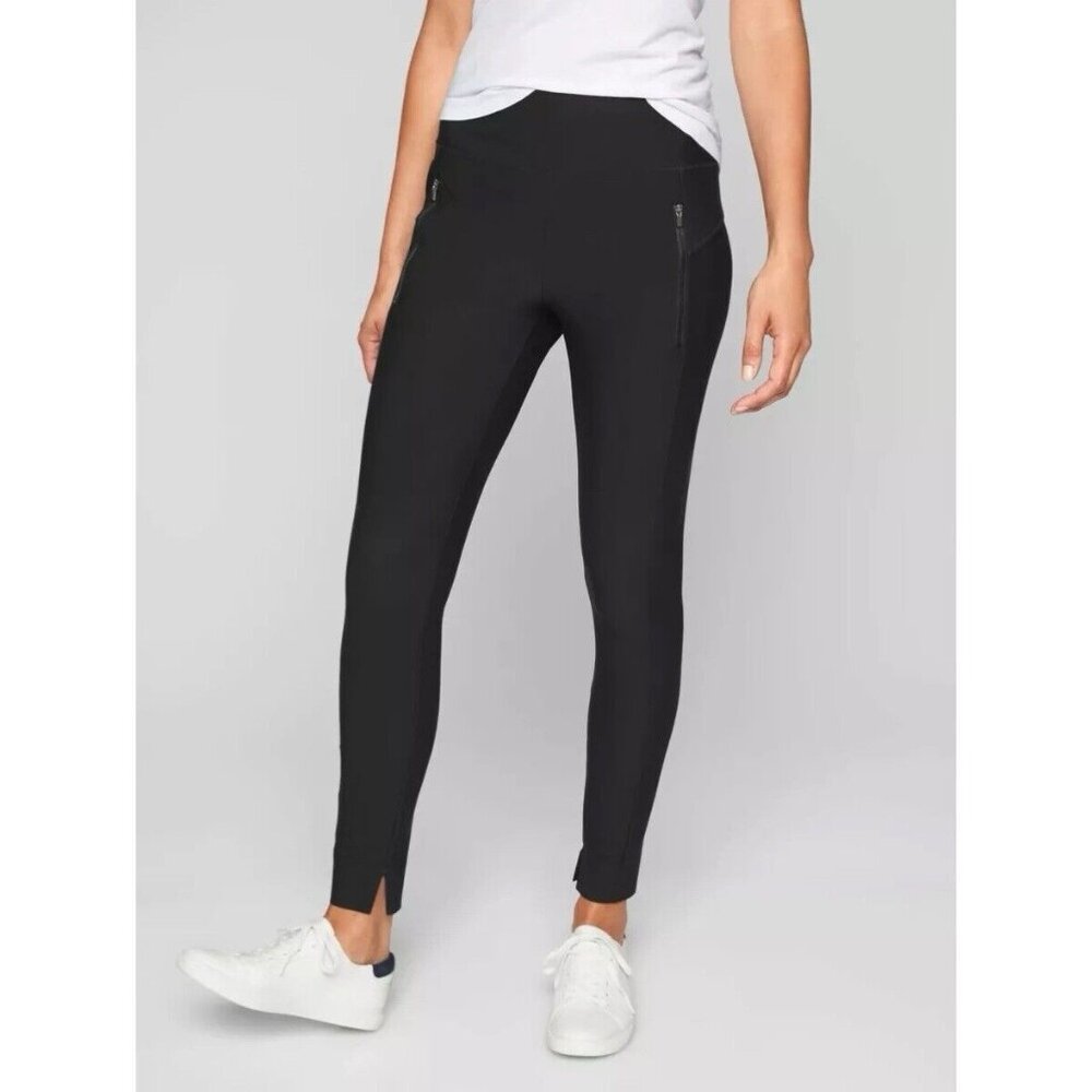 Athleta Stellar Tight Commute Work Travel Black XS Pants #870815 Zip Pockets